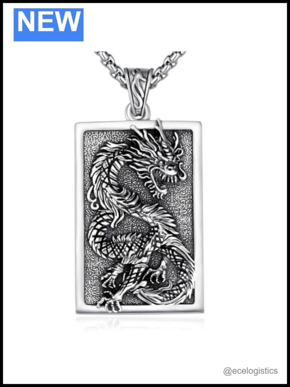 Sterling Silver Chinese Dragon Necklace Pendant Lucky Amulet